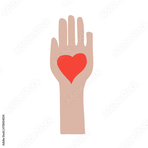 Hands holding heart, giving and sharing love to people