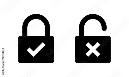 Lock with check mark and cross mark icon