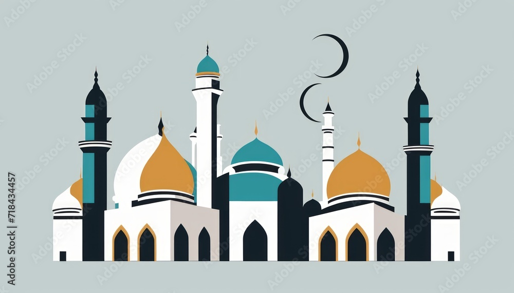 mosque design vector or ramadan mosque design. Vector icon mosque or AI mosque design. eid mubarak greeting card or illustration of a mosque