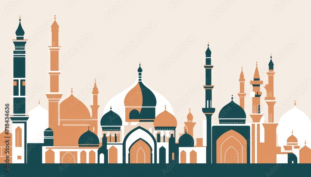 mosque design vector or ramadan mosque design. Vector icon mosque or AI mosque design. eid mubarak greeting card or illustration of a mosque