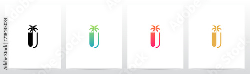 Slim Tall Palm Tree On Letter Logo Design U