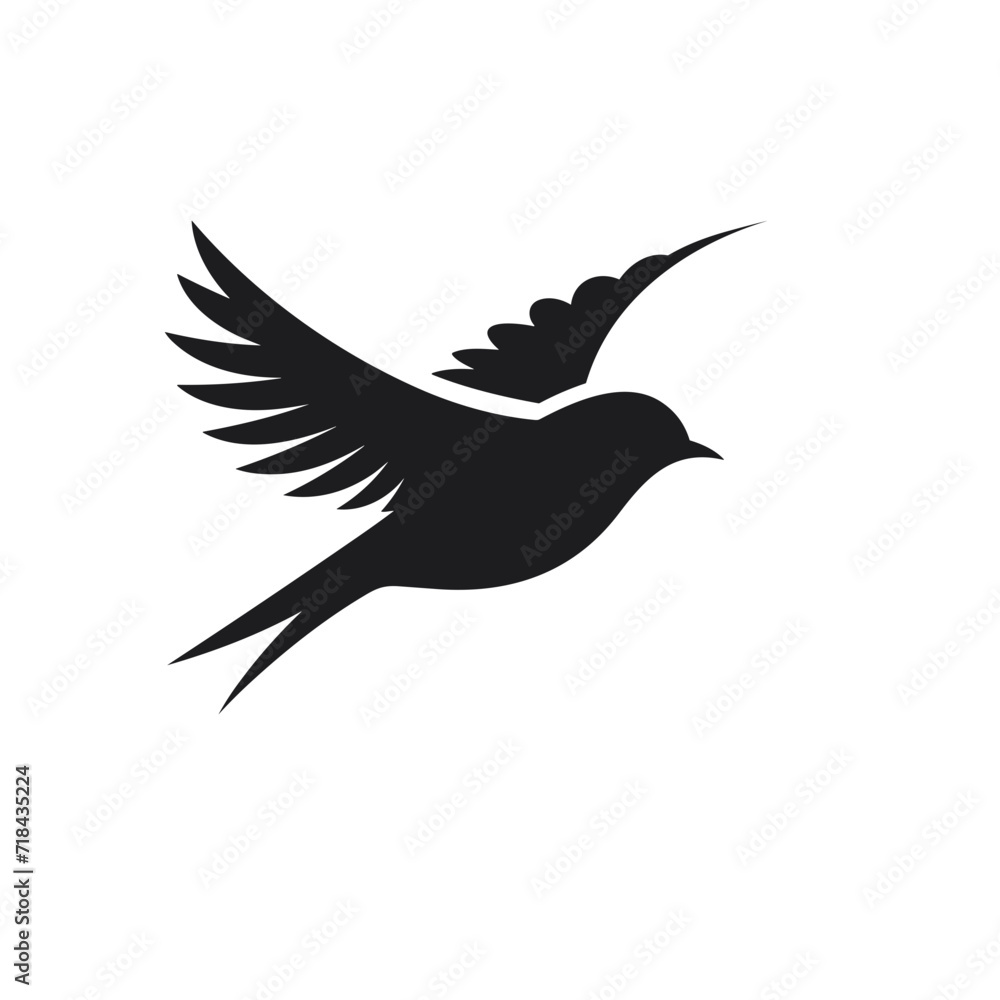 Obraz premium silhouette of a dove bird logo black and white silhouette
