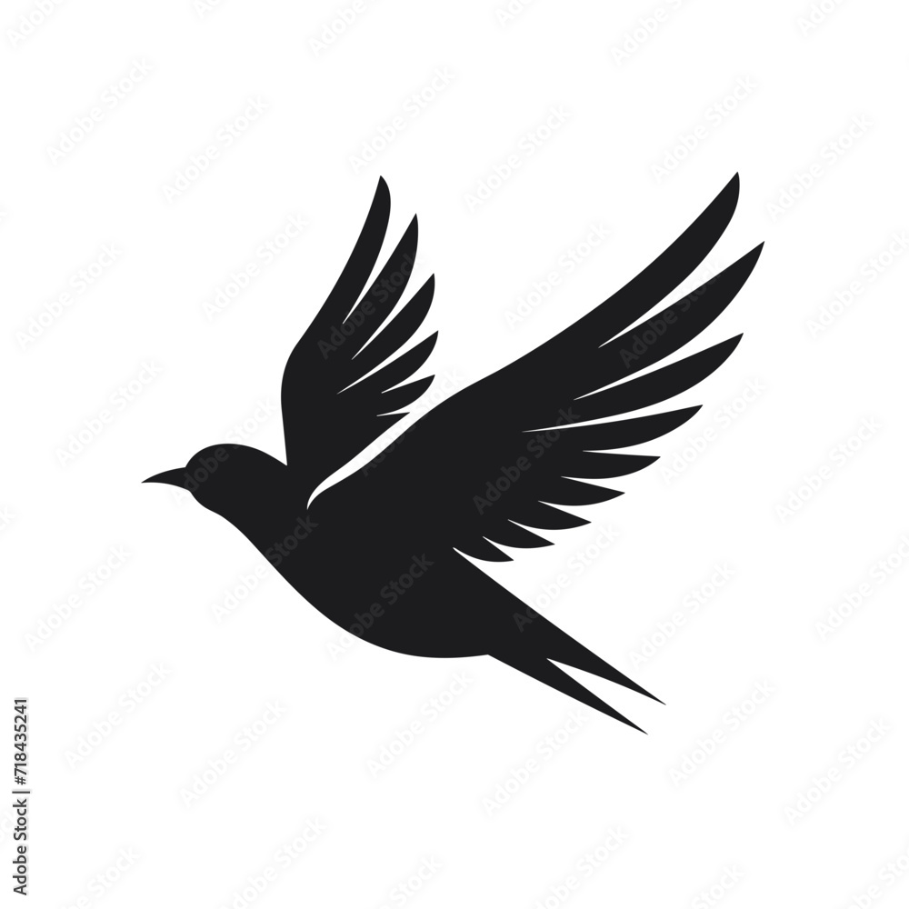 Naklejka premium silhouette of a dove bird logo black and white silhouette