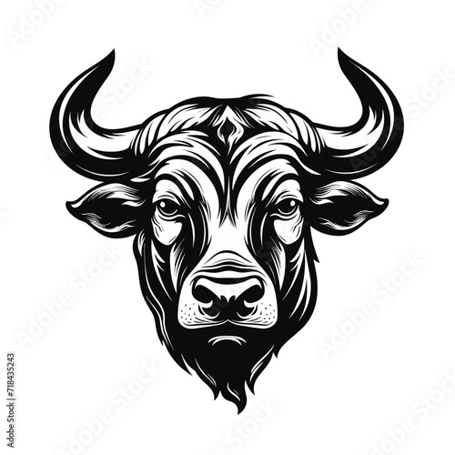 cow head with horns isolated on white bull logo