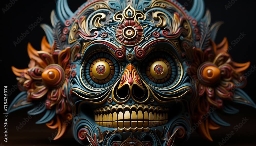 Fototapeta premium Religion, decoration, human face, cultures, spirituality, god, backgrounds, indigenous culture generated by AI