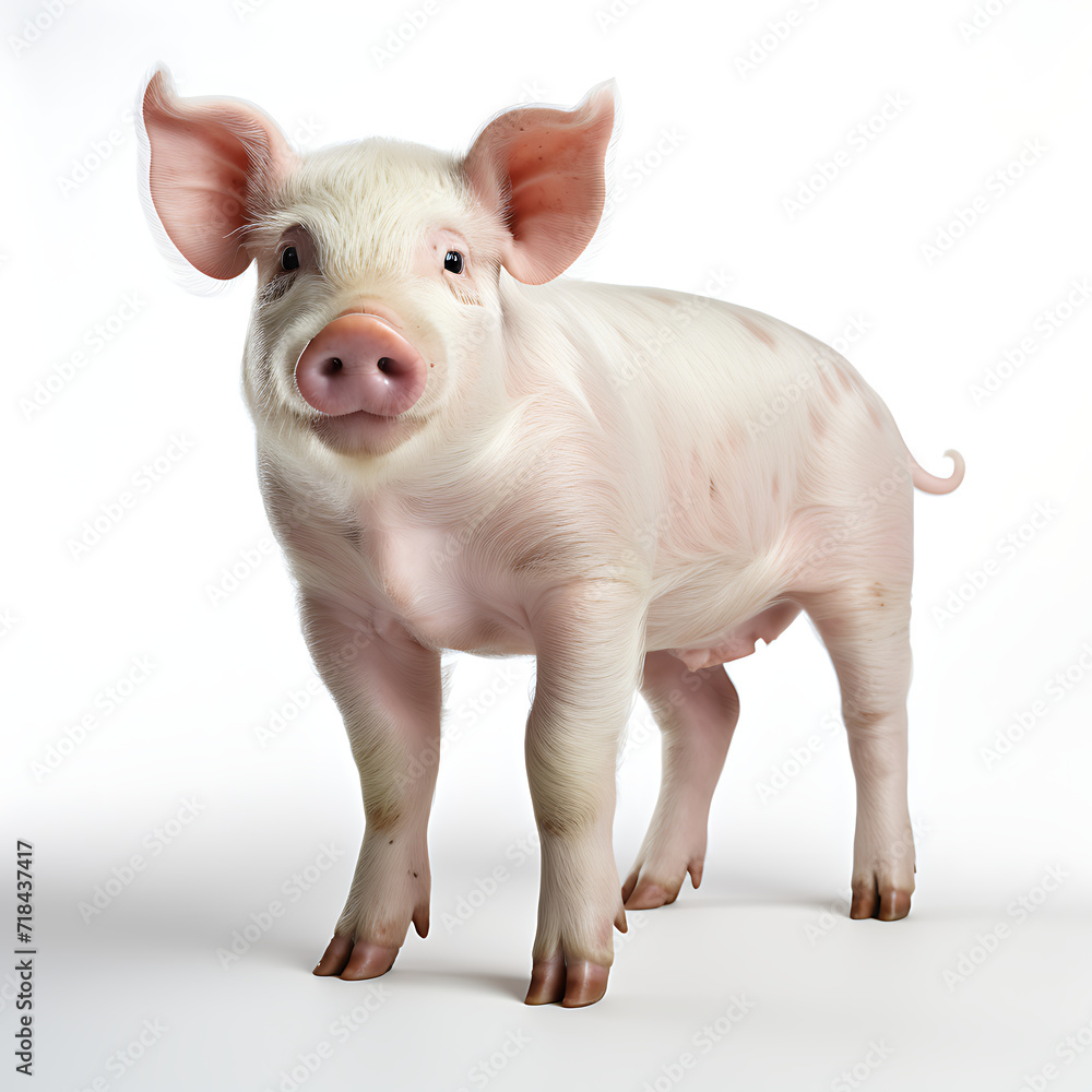 Pig white background. Generative AI Pig white background. Generative AI