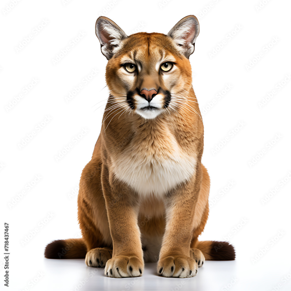 Puma, white background. Generative AI Puma, white background. Generative AI
