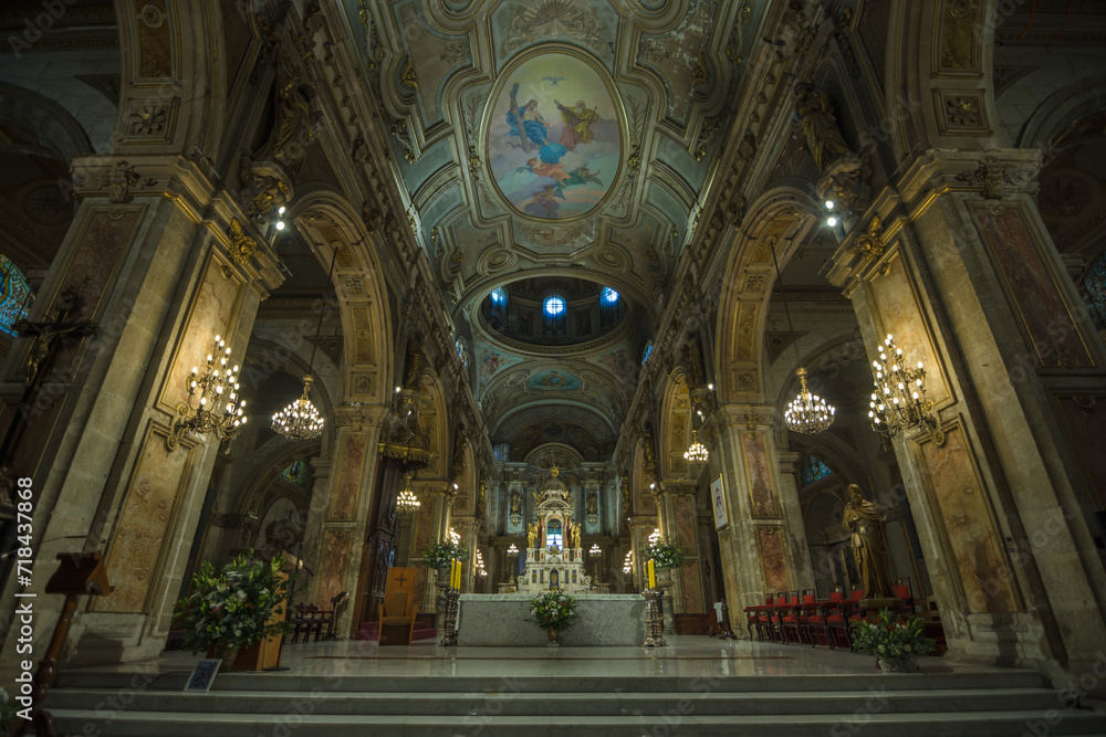Santiago de Chile, Chile, November, 19, 2023: Inner view of Santiago Metropolitan Cathedral