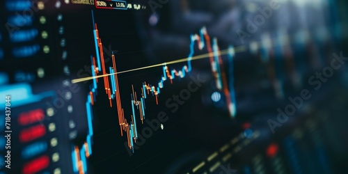 Stock market or forex trading graph and candlestick chart suitable for financial investment concept. finance Economy trends background for business idea and all art work design. . photo