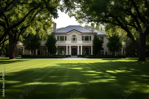 Luxurious Estate House Amidst Lush Greenery: A Symbol of Affluence and Landmark of Serenity © Chris
