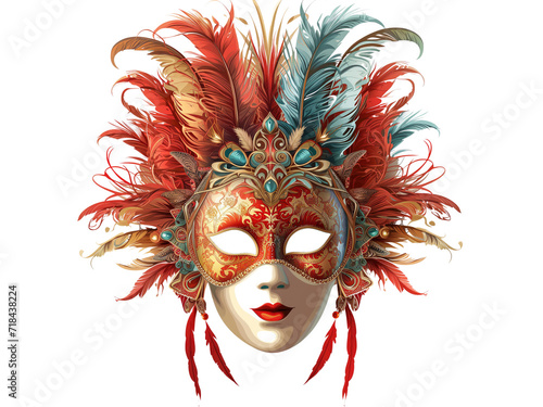 Ilustração de máscara de Carnaval com penas