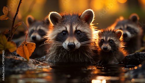 Cute mammal looking at camera in the forest generated by AI © Jemastock