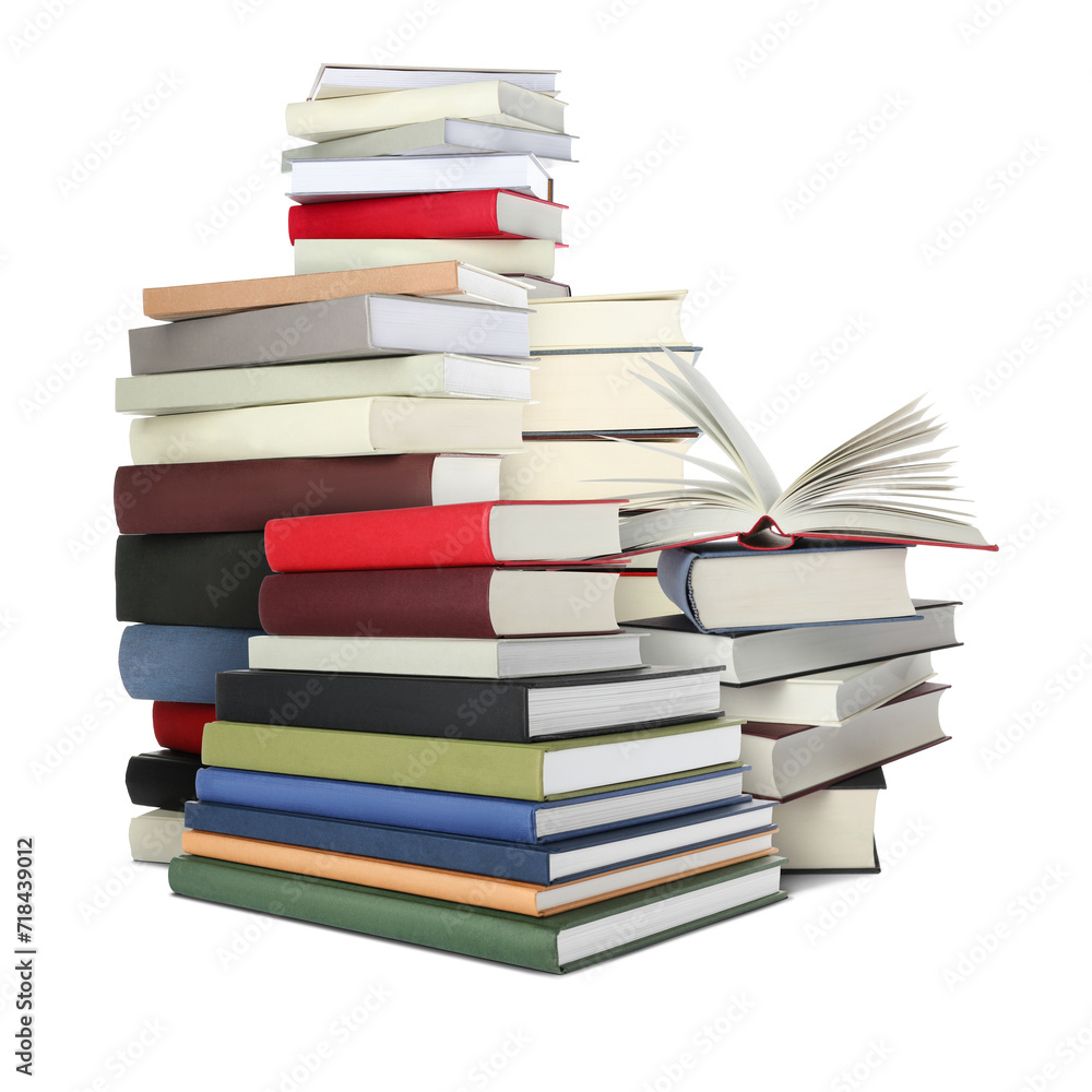 Stacks of different books isolated on white Stacks of different books isolated on white