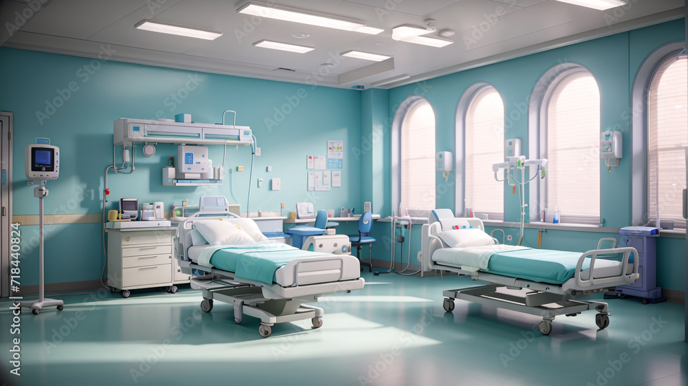 A hospital bed and medical equipment room with a bed A hospital bed and medical equipment room with a bed