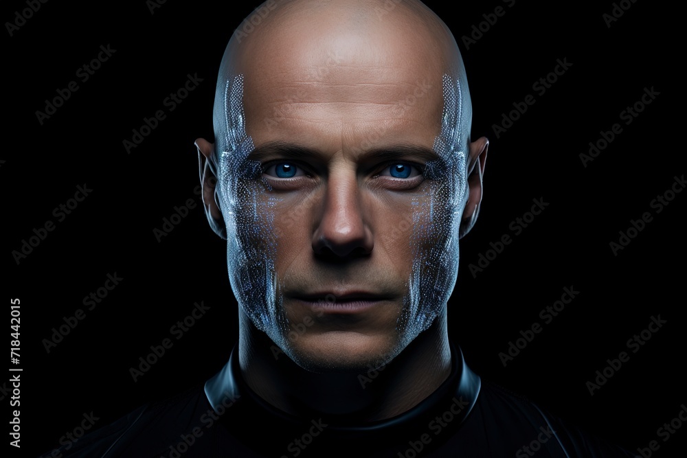 Obraz premium portrait of a robot man with generative ai