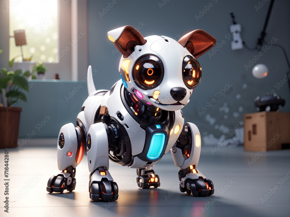 A portrait of a robot dog inspired by The style is cartoonish A portrait of a robot dog inspired by The style is cartoonish