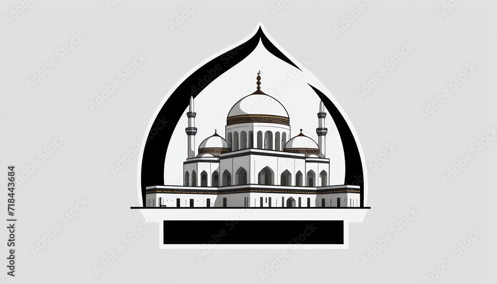 mosque at sunset or illustration of an icon, set of icons for design mosque, mosque Islamic Ramadhan, elements mosque muslim	