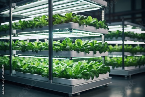 Healthy hydroponic vegetables growing in plastic pipes filled with fertile water on Smart farm with a modern agricultural hydroponic system. The latest smart farming concept. generative Ai
