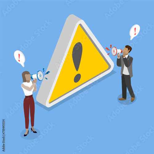 3D Isometric Flat Vector Illustration of Warning Information, Important Announce Message