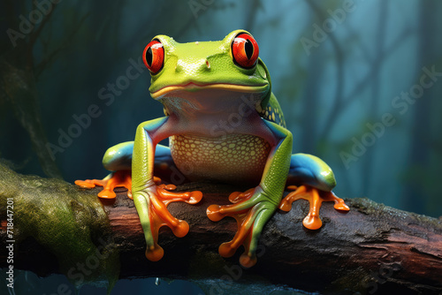 portrait of red eyed tree frog on a branch © ebhanu
