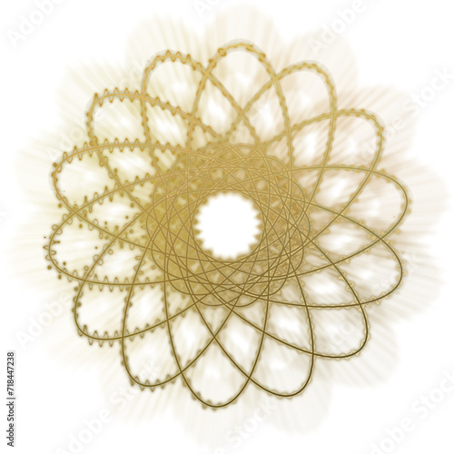 An abstract cut out transparent golden star burst design element.