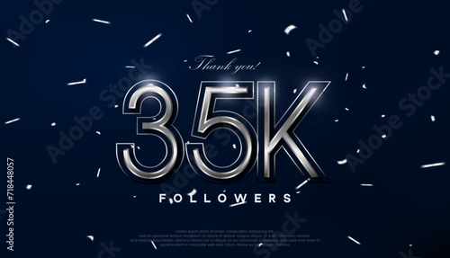 Blue silver design for greeting to 35k followers celebration.