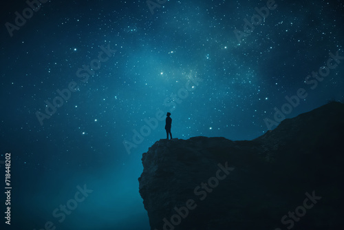 Obraz na płótnie Man looking at stars from mountain w salonie