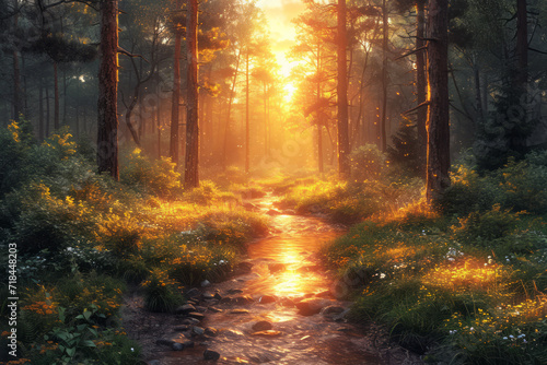 Enchanted Dawn, Landscape of an Enchanted Forest