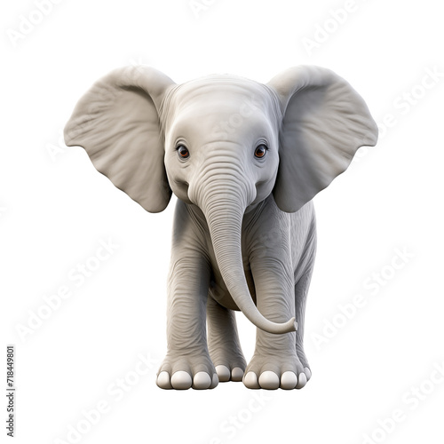 3D elephant baby isolated on transparent