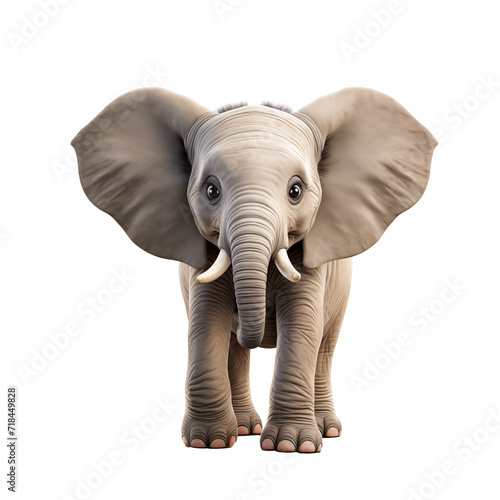 3D elephant baby isolated on transparent