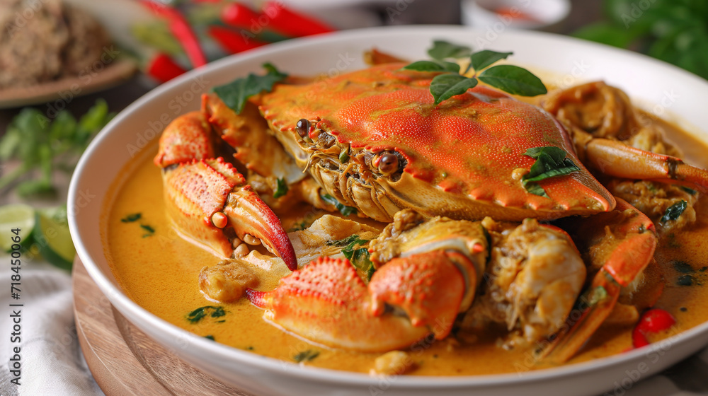 cooked curry crab on a plate