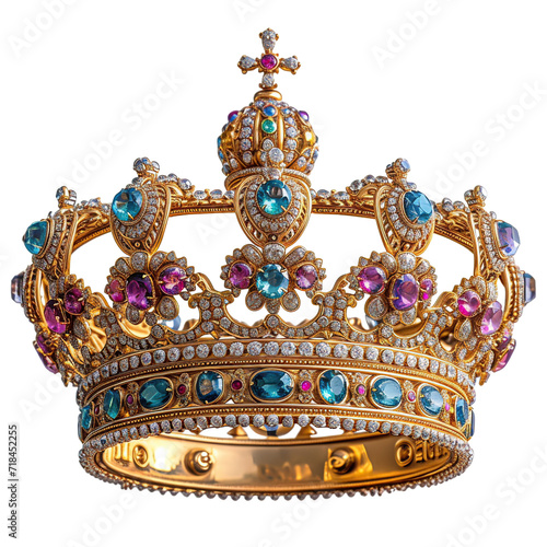 crown with jewel decoration on transparent background