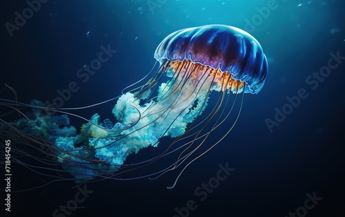 A jellyfish swimming in the ocean. generative AI