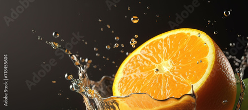 fresh orange fruits with water splash 16