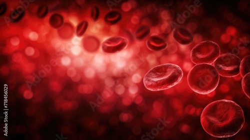 Red blood cells with a glowing background