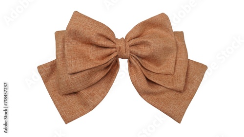 Delicate bronze cotton fabric bow trio on white background - rustic elegance for your design projects