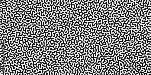 Turing reaction diffusion monochrome seamless pattern with chaotic motion .Linear design with biological shapes. Organic lines in memphis. abstract turing organic wallpaper background .