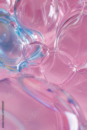 a pink background liquid transparent bubbles, bold minimalism illustration