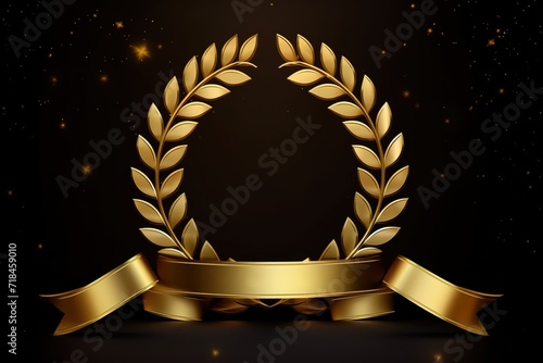 An illustration of gold wreath leaves. generative AI