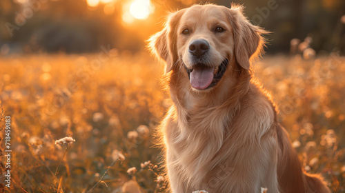 portrait of a golden retriever dog, stock photo