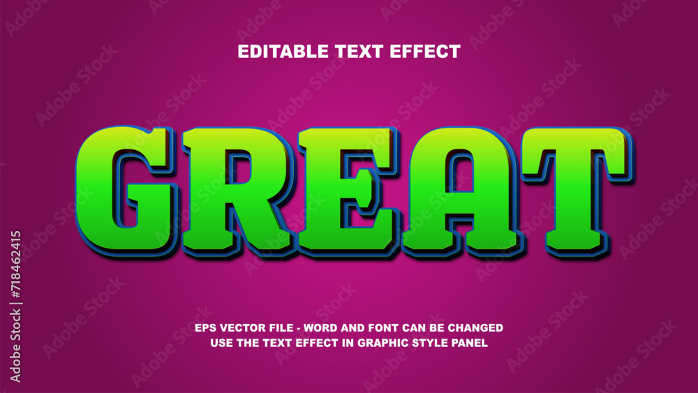 Editable Text Effect Great 3D Vector Template