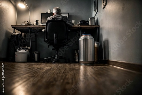 The image portrays the poignant and solitary moment of an elderly man  seen from the back  expressing the emotional challenges and loneliness often faced in old age.