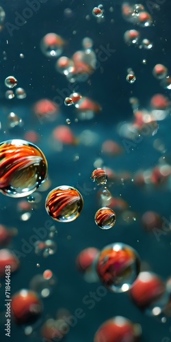 Wallpaper Mural red and blue water drops, Generative AI Torontodigital.ca