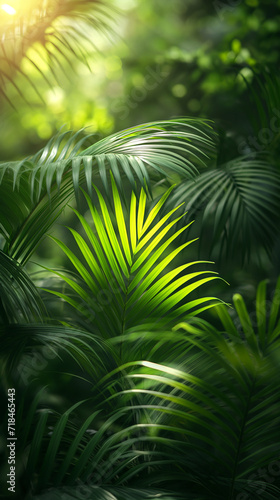 Palm leaves wallpaper, background  © Michael