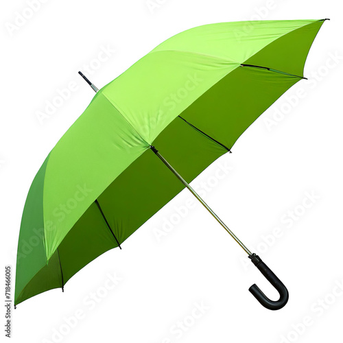 Bright green umbrella.