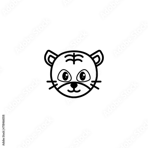 Icon Illustration of Tiger Zodiac Outline - Chinese Zodiac Vector Illustration