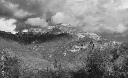 Superstition Mountain Peak Dusted in Snow