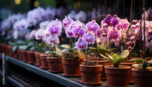 Freshness and beauty in nature  a pink orchid blossom generated by AI