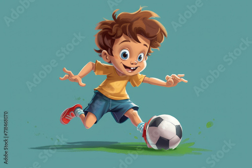 cartoon boy playing football