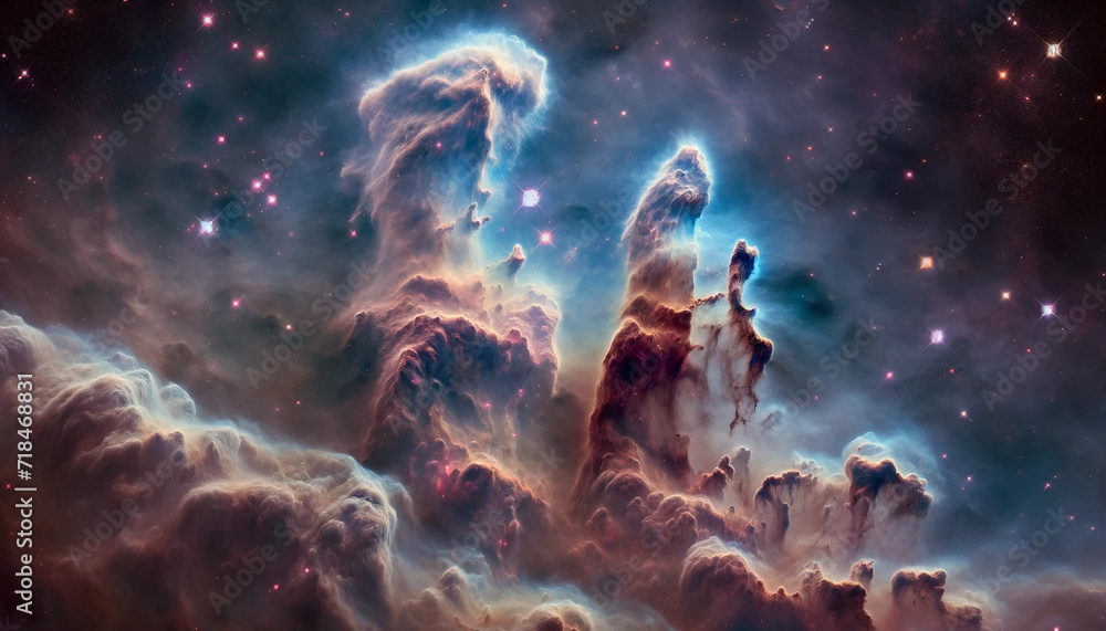Deep space nebula with pillar clouds - obrazy, fototapety, plakaty 